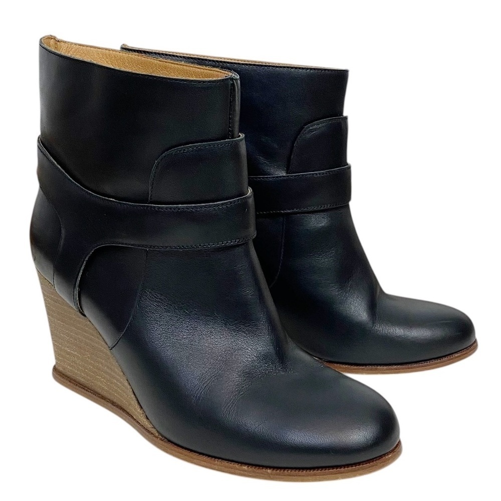 MM6 Maison Martin Margiela Boots Black Leather Wedge Ankle Boots